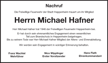 Traueranzeige von Michael Hafner von Starkenburger Echo