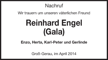 Traueranzeige von Reinhard Engel von Rüsselsheimer Echo, Groß-Gerauer-Echo, Ried Echo