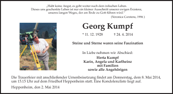 Traueranzeige von Georg Kumpf von Starkenburger Echo