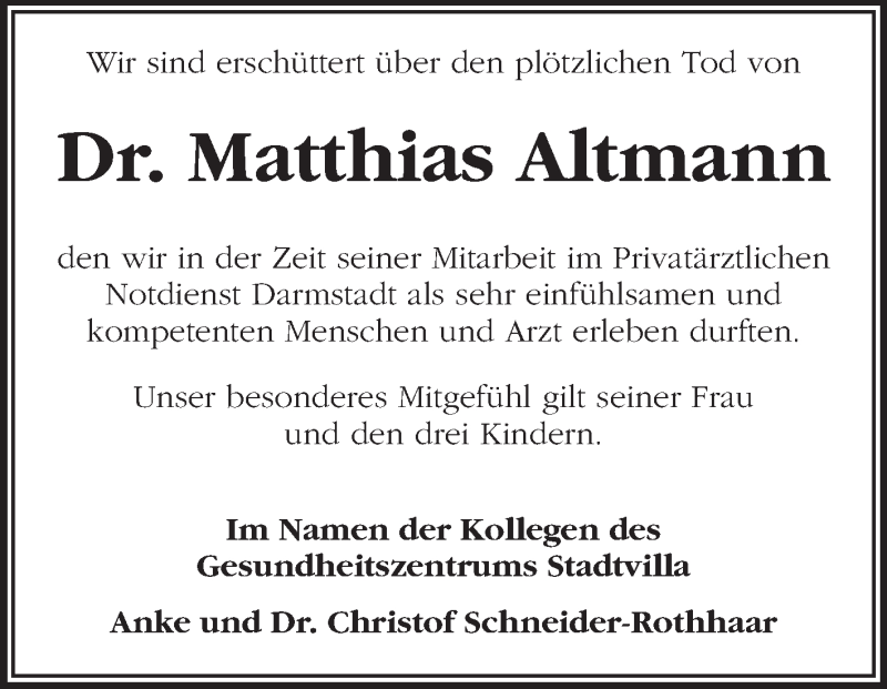  Traueranzeige für Matthias Altmann vom 10.05.2014 aus Echo-Zeitungen (Gesamtausgabe)