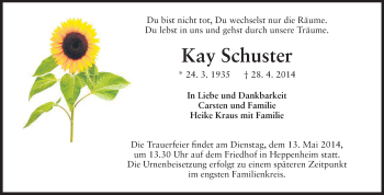 Traueranzeige von Kay Schuster von Starkenburger Echo