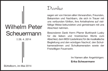 Traueranzeige von Wilhelm Peter Scheuermann von Rüsselsheimer Echo, Groß-Gerauer-Echo, Ried Echo