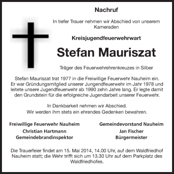 Traueranzeige von Stefan Mauriszat von Rüsselsheimer Echo, Groß-Gerauer-Echo, Ried Echo