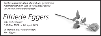 Traueranzeige von Elfriede Eggers von Rüsselsheimer Echo, Groß-Gerauer-Echo, Ried Echo