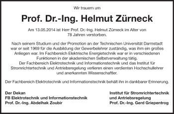Traueranzeige von Helmut Zürneck von Echo-Zeitungen (Gesamtausgabe)
