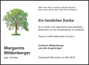 Traueranzeige von Margarete Mildenberger von Echo-Zeitungen (Gesamtausgabe)