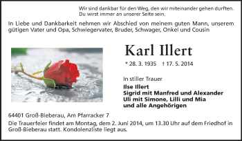 Traueranzeige von Karl Illert von Echo-Zeitungen (Gesamtausgabe)