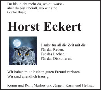 Traueranzeige von Horst Eckert von Rüsselsheimer Echo, Groß-Gerauer-Echo, Ried Echo