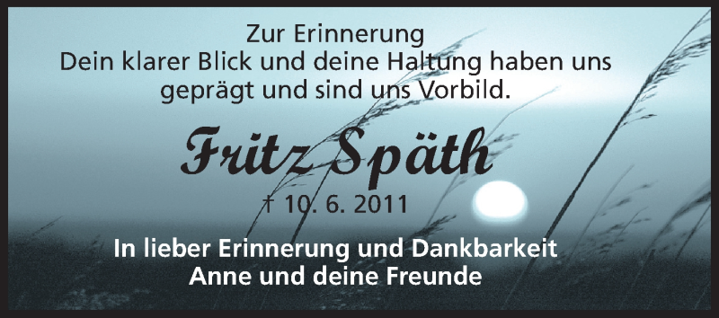  Traueranzeige für Fritz Späth vom 10.06.2014 aus Odenwälder Echo