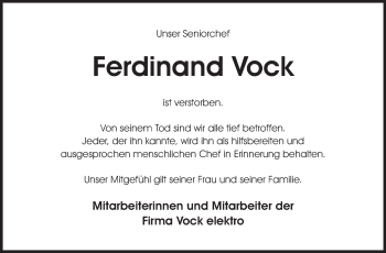 Traueranzeige von Ferdinand Vock von Starkenburger Echo