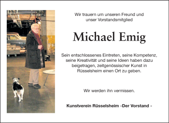 Traueranzeige von Michael Emig von Rüsselsheimer Echo, Groß-Gerauer-Echo, Ried Echo