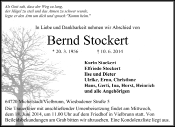 Traueranzeige von Bernd Stockert von Odenwälder Echo