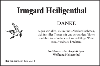Traueranzeige von Irmgard Heiligenthal von Starkenburger Echo