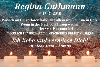 Traueranzeige von Regina Guthmann von Rüsselsheimer Echo, Groß-Gerauer-Echo, Ried Echo