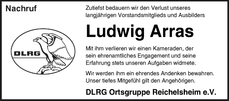  Traueranzeige für Ludwig Arras vom 05.07.2014 aus Odenwälder Echo