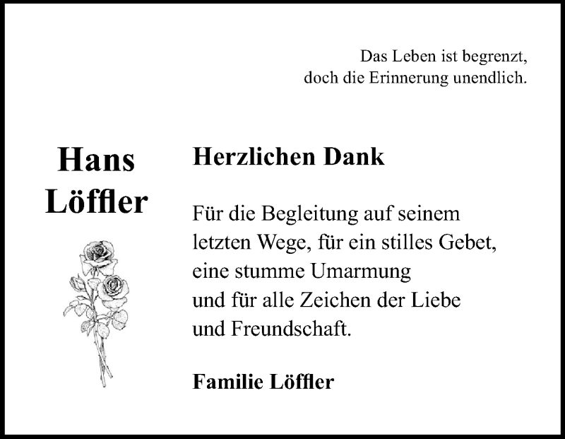  Traueranzeige für Hans Löffler vom 12.07.2014 aus Echo-Zeitungen (Gesamtausgabe)