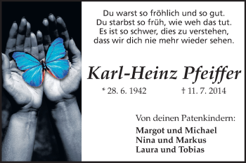 Traueranzeige von Karl-Heinz Pfeiffer von Darmstädter Echo, Odenwälder Echo, Rüsselsheimer Echo, Groß-Gerauer-Echo, Ried Echo