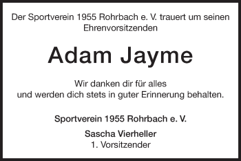 Traueranzeige von Adam Jayme von Echo-Zeitungen (Gesamtausgabe)