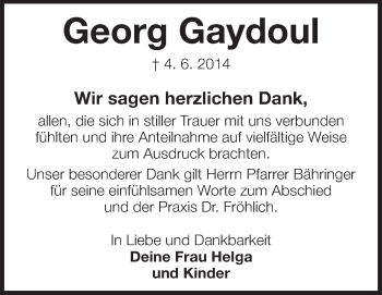 Traueranzeige von Georg Gaydoul von Echo-Zeitungen (Gesamtausgabe)