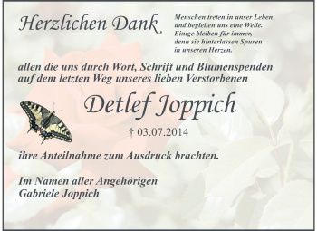 Traueranzeige von Detlef Joppich von Starkenburger Echo, Bergsträßer Anzeiger