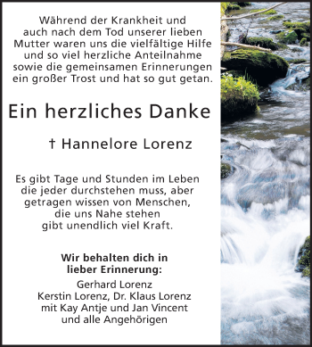 Traueranzeige von Hannelore Lorenz von Odenwälder Echo