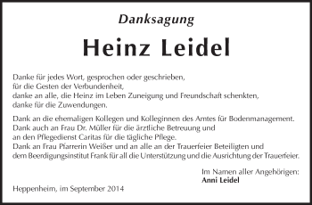 Traueranzeige von Heinz Leidel von Starkenburger Echo