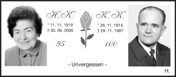 Traueranzeige von H.K. und K.K.  von Odenwälder Echo