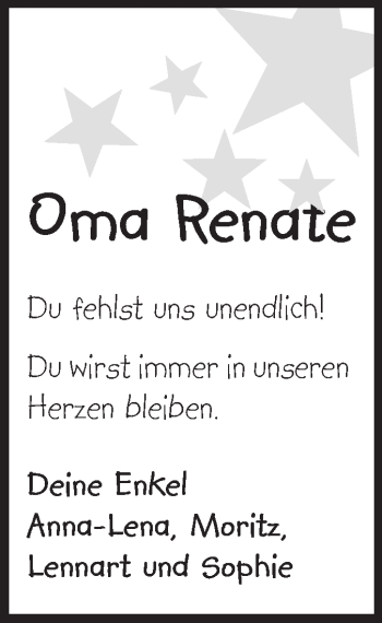 Traueranzeige von Renate Reinheimer von Echo-Zeitungen (Gesamtausgabe)