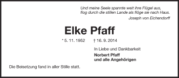 Traueranzeige von Elke Pfaff von Echo-Zeitungen (Gesamtausgabe)