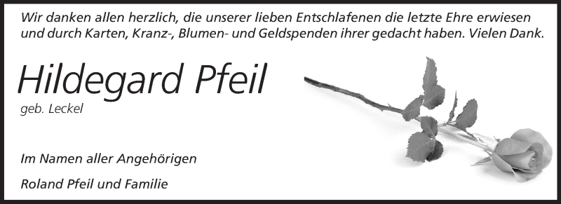  Traueranzeige für Hildegard Pfeil vom 30.09.2014 aus Echo-Zeitungen (Gesamtausgabe)