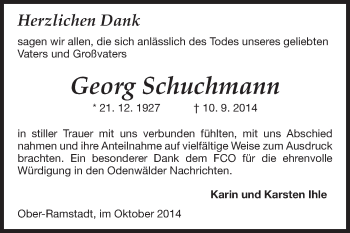 Traueranzeige von Georg Schuchmann von Echo-Zeitungen (Gesamtausgabe)