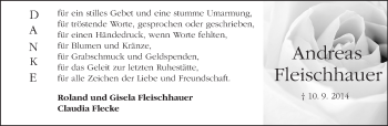 Traueranzeige von Andreas Fleischhauer von Darmstädter Echo, Odenwälder Echo, Rüsselsheimer Echo, Groß-Gerauer-Echo, Ried Echo