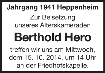 Traueranzeige von Berthold Hero von Starkenburger Echo