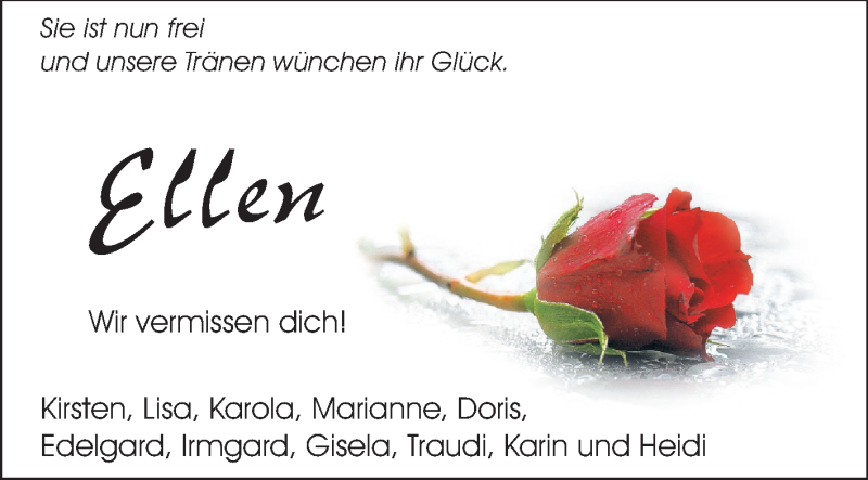  Traueranzeige für Ellen Margarethe Jo Heps vom 15.10.2014 aus Echo-Zeitungen (Gesamtausgabe)