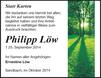 Traueranzeige von Philipp Löw von Odenwälder Echo