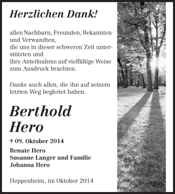 Traueranzeige von Berthold Hero von Starkenburger Echo