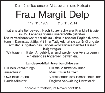 Traueranzeige von Margit Delp von Echo-Zeitungen (Gesamtausgabe)