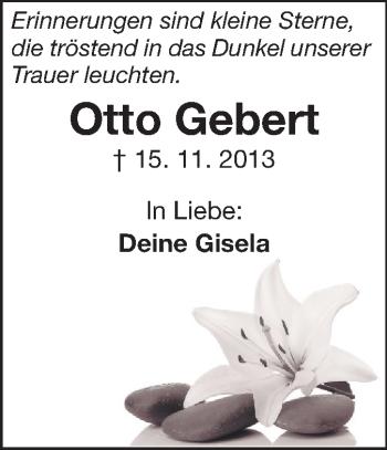 Traueranzeige von Otto Gebert von Echo-Zeitungen (Gesamtausgabe)