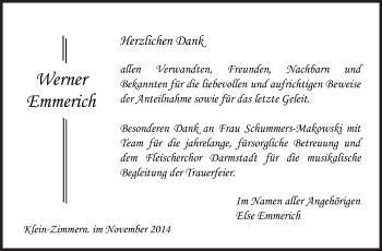Traueranzeige von Werner Emmerich von Echo-Zeitungen (Gesamtausgabe)