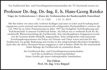 Traueranzeige von Hans-Georg Retzko von Echo-Zeitungen (Gesamtausgabe)
