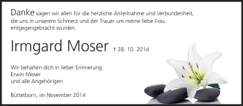 Traueranzeige von Irmgard Moser von Rüsselsheimer Echo, Groß-Gerauer-Echo, Ried Echo