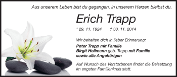 Traueranzeige von Erich Trapp von Odenwälder Echo