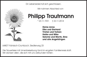Traueranzeige von Philipp Trautmann von Odenwälder Echo