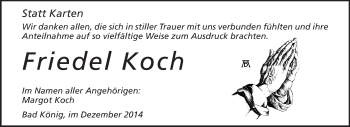 Traueranzeige von Friedel Koch von Odenwälder Echo