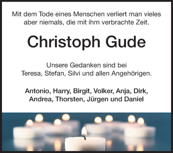 Traueranzeige von Christoph Gude von Echo-Zeitungen (Gesamtausgabe)