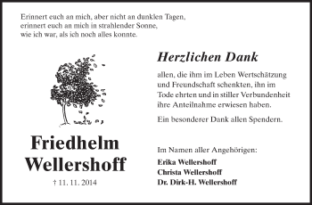 Traueranzeige von Friedhelm Wellershoff von Starkenburger Echo