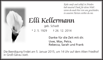 Traueranzeige von Elli Kellermann von Rüsselsheimer Echo, Groß-Gerauer-Echo, Ried Echo
