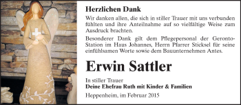 Traueranzeige von Erwin Sattler von Starkenburger Echo
