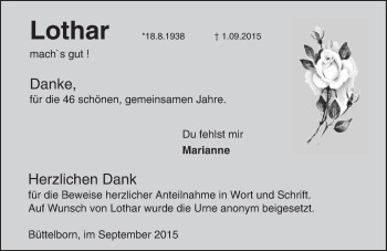 Traueranzeige von Lothar  von trauer.echo-online.de