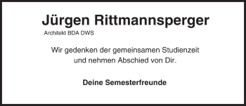 Traueranzeige von Jürgen Rittmannsperger von trauer.echo-online.de